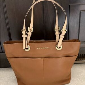 Michael Kors Tan Leather Tote with Cream Straps